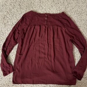 Loft Maroon Long Sleeve Top Size Large